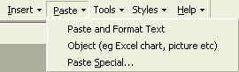 Paste menu