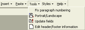 Tools menu