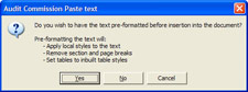 Paste dialog